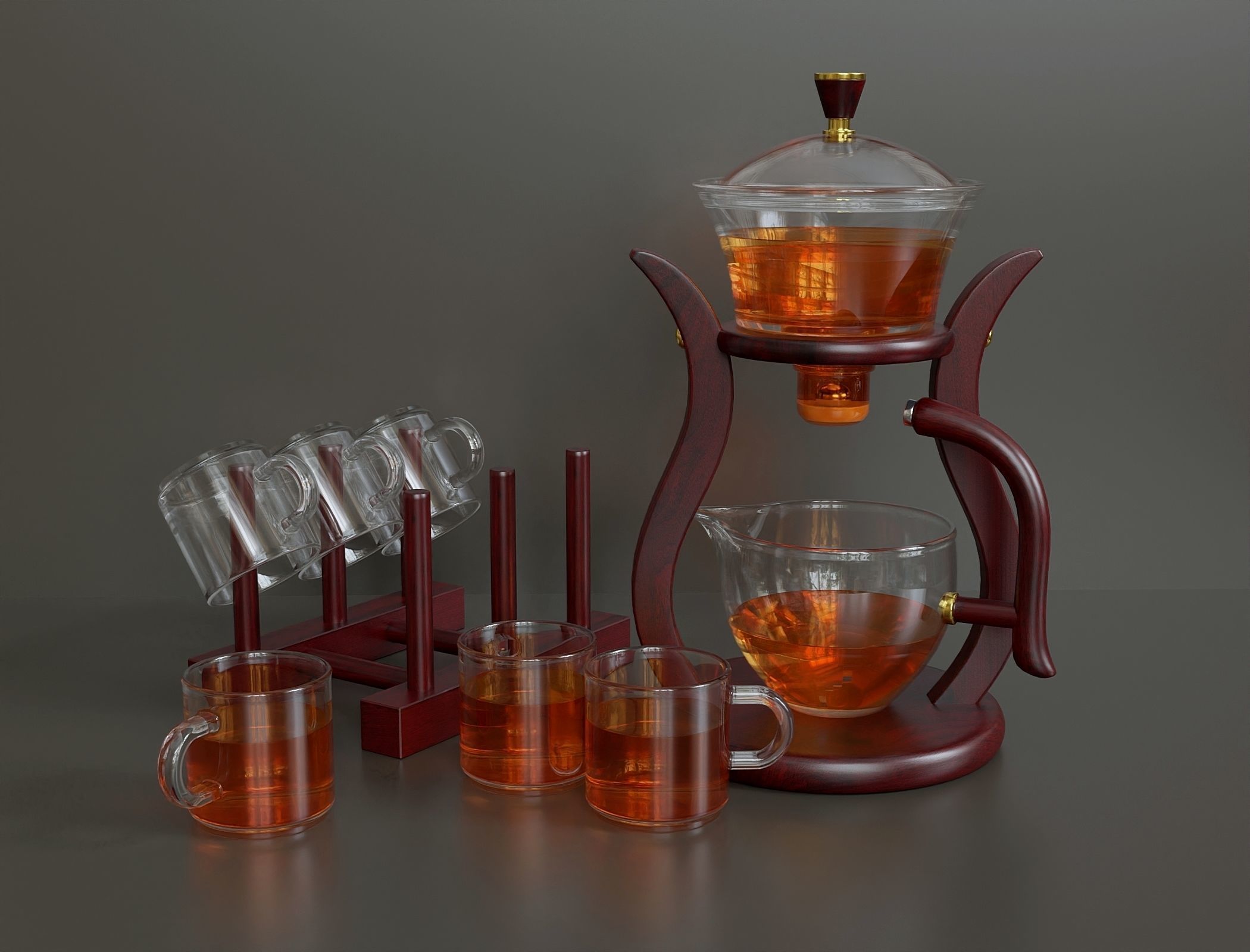 Tea set with magnetic mechanism 3D model_1