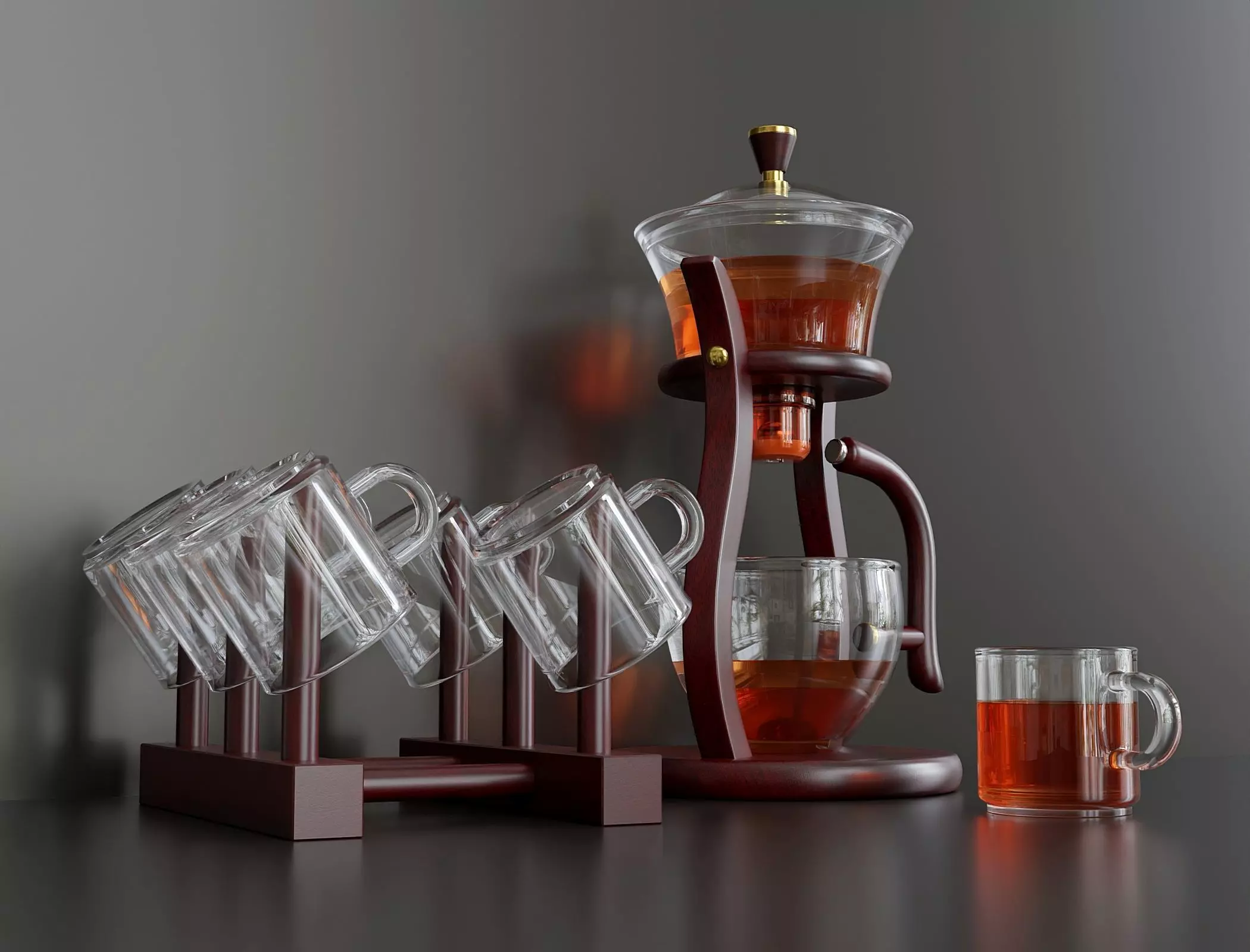 Tea set with magnetic mechanism 3D model_0