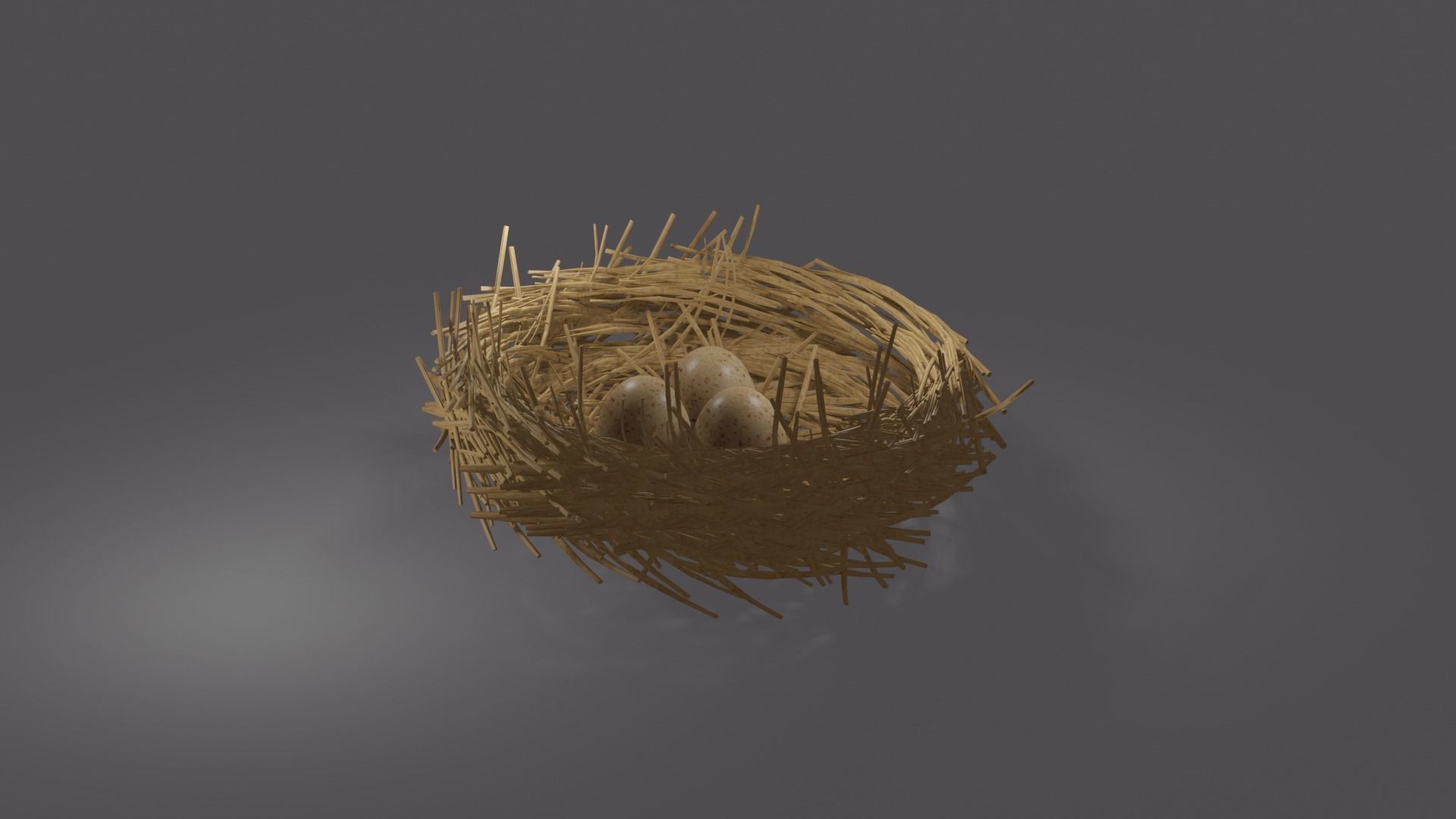 eggs in the nest Low-poly 3D model_5