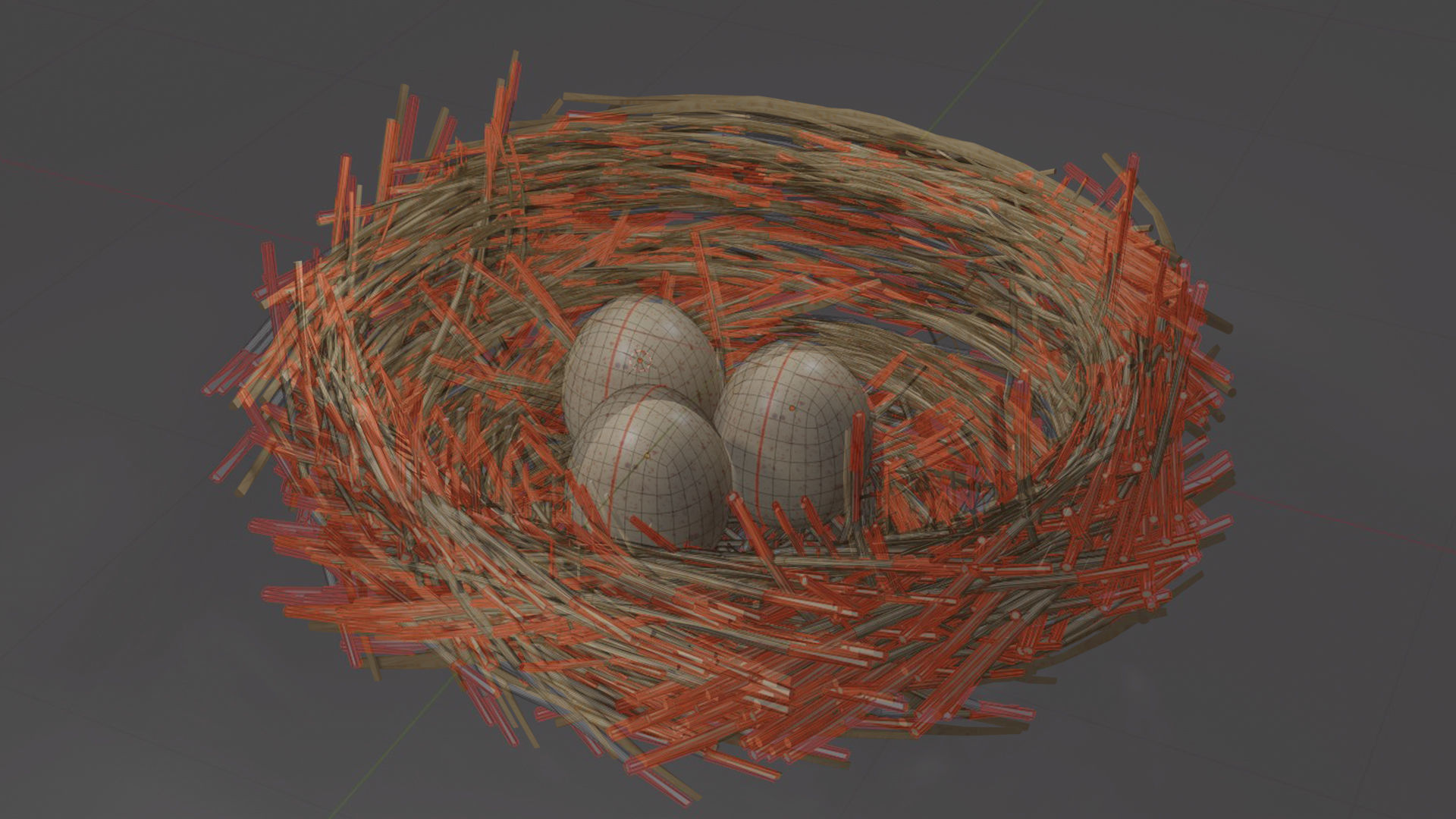eggs in the nest Low-poly 3D model_2