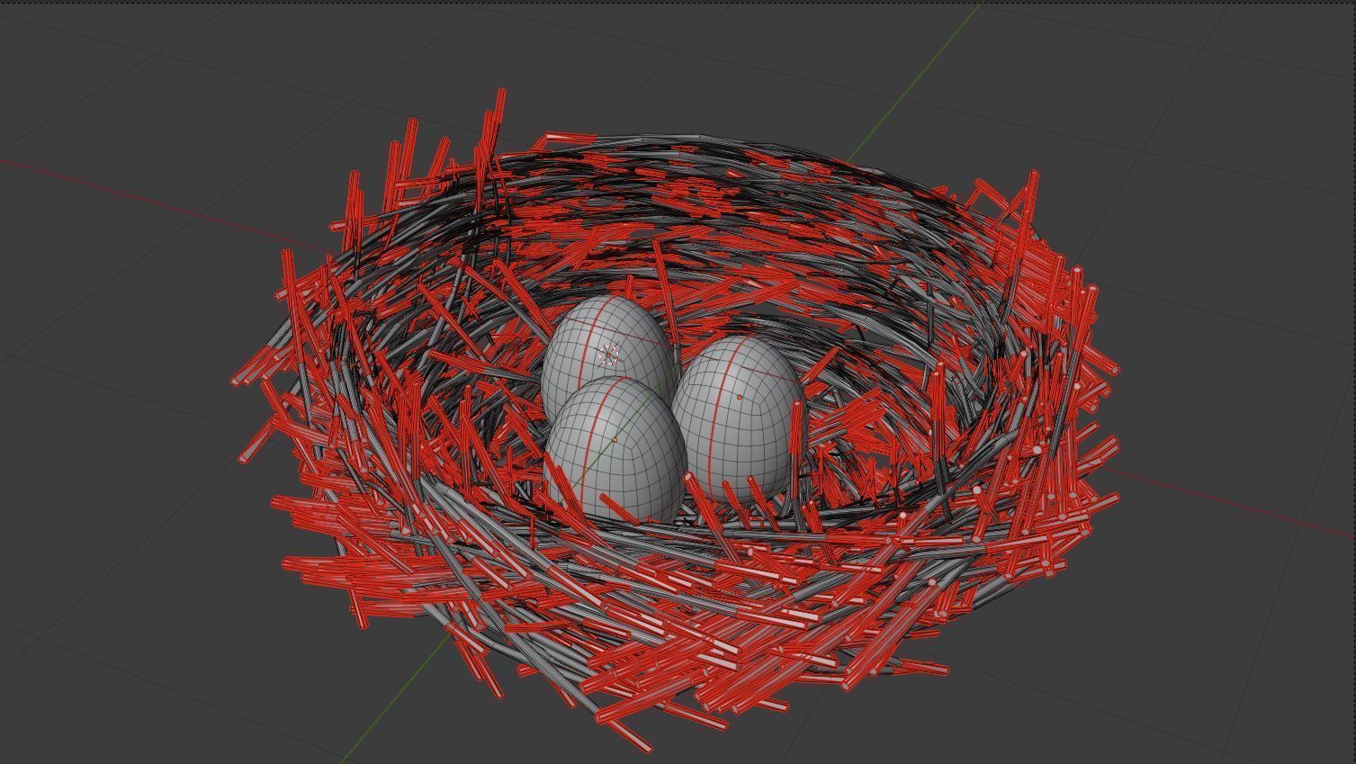 eggs in the nest Low-poly 3D model_6