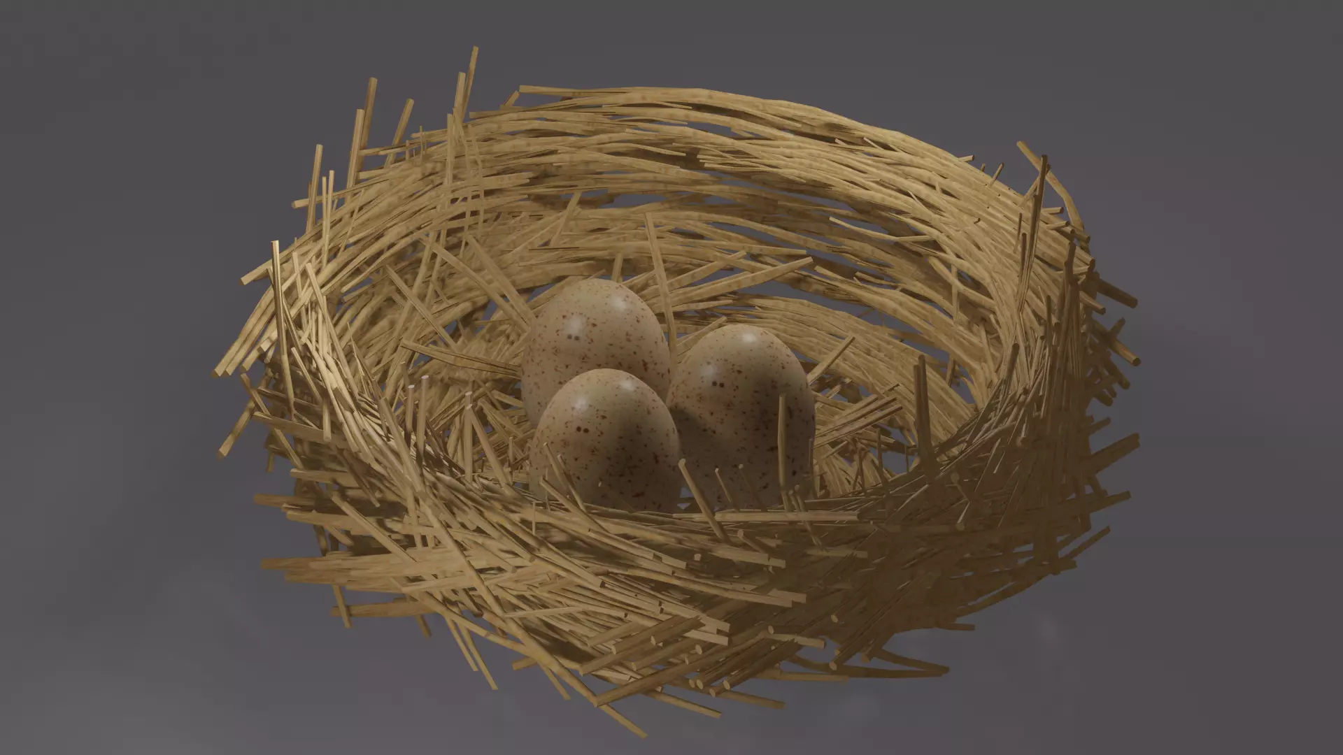 eggs in the nest Low-poly 3D model_0
