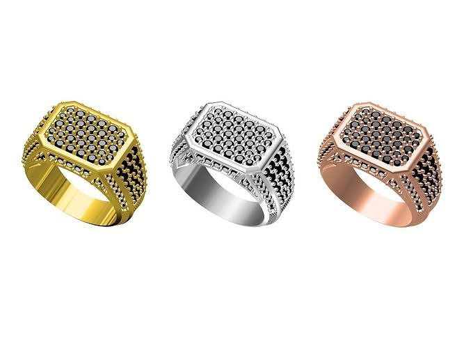 Black onyx Silver Ring For Men 3D print model