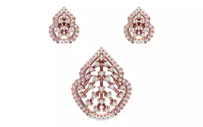 Earrings Pendant Set 3dm STL OBJ FBX Renders Details 3D print model