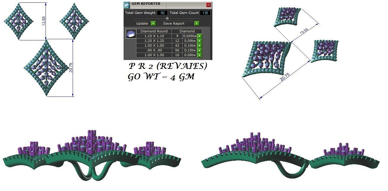 Earrings Pendant Set 3dm STL OBJ FBX Renders Details 3D print model_9