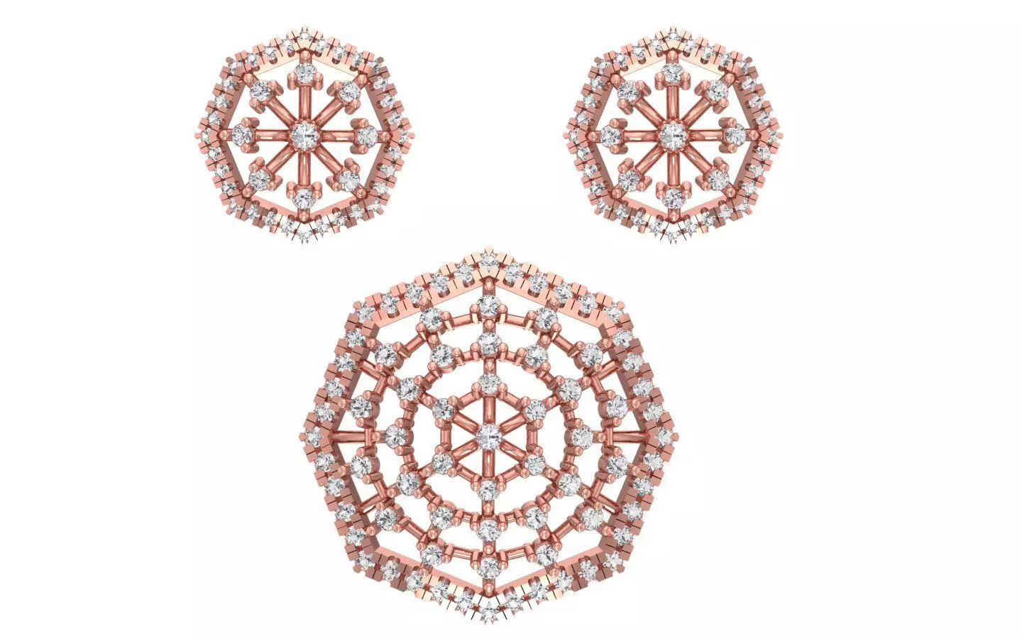 Earrings Pendant Set 3dm STL OBJ FBX Renders Details 3D print model_0