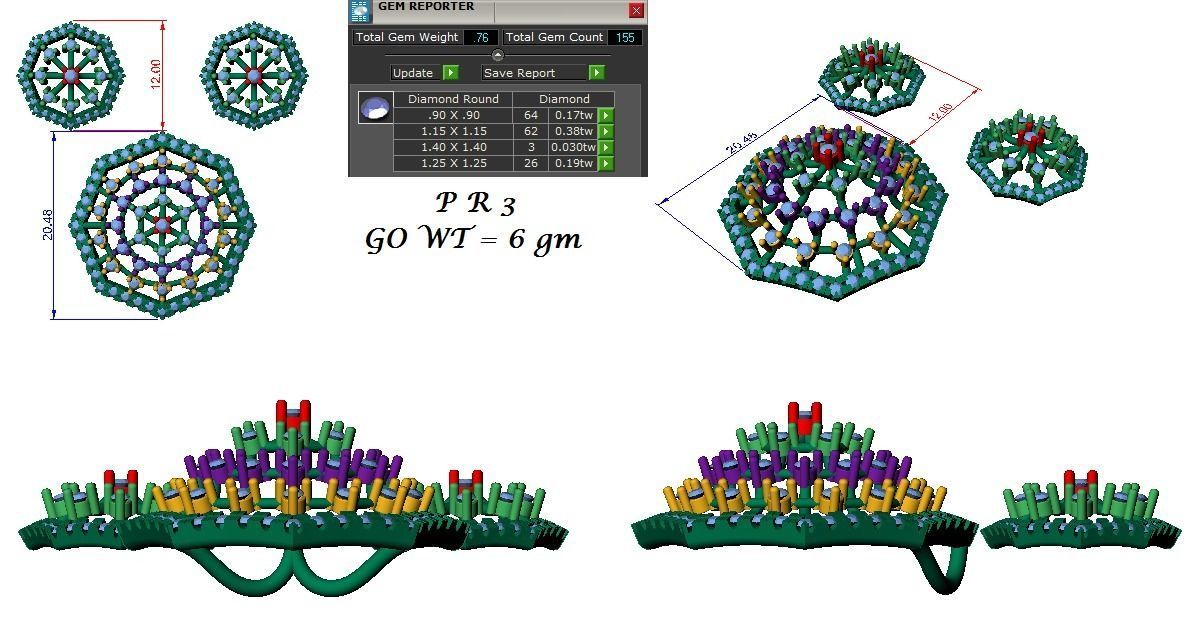 Earrings Pendant Set 3dm STL OBJ FBX Renders Details 3D print model_9