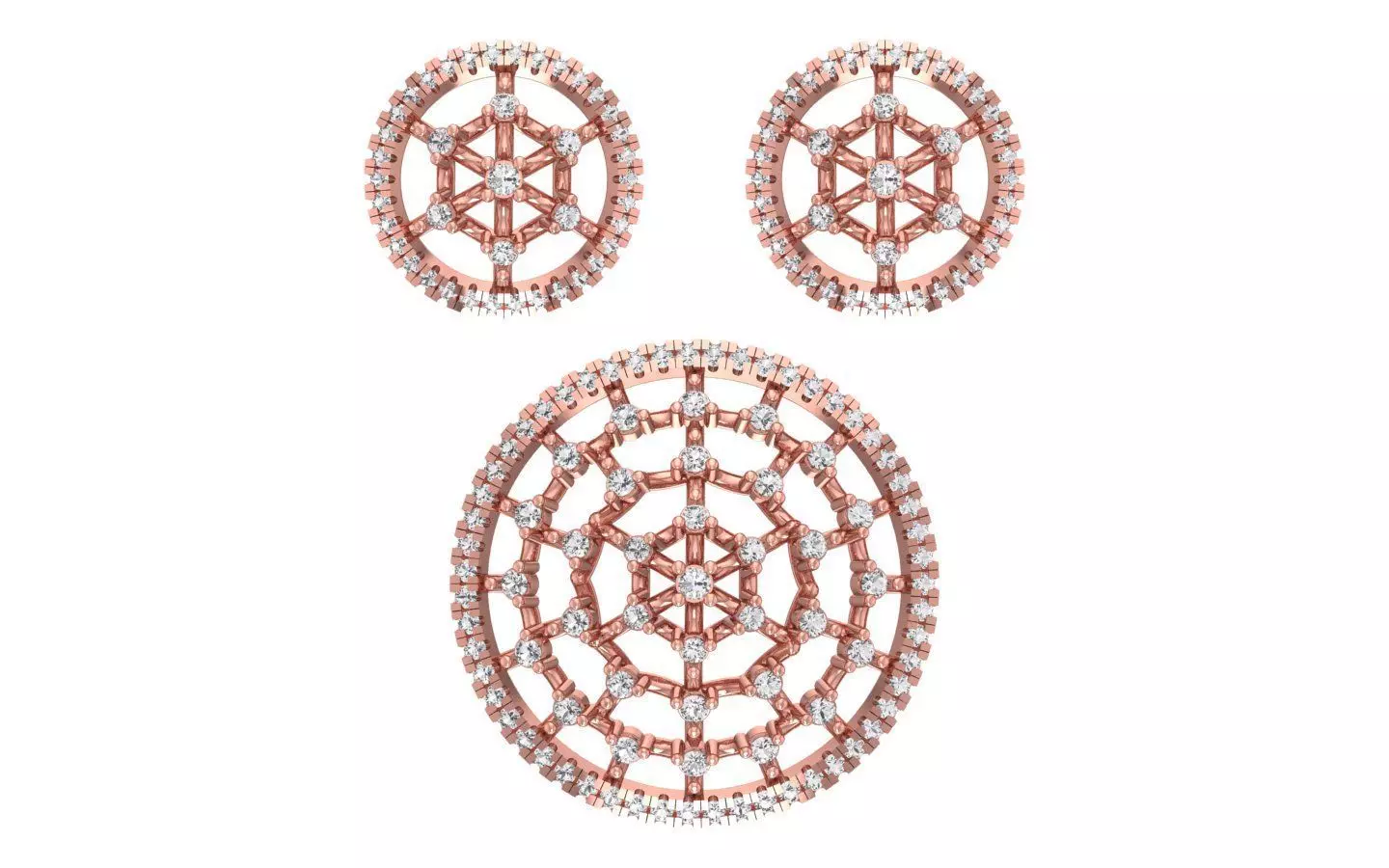 Earrings Pendant Set 3dm STL OBJ FBX Renders Details 3D print model_0