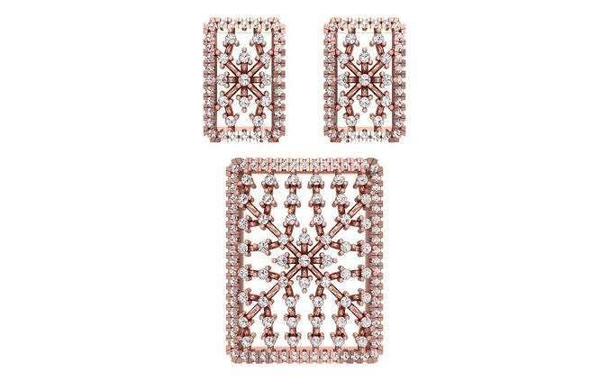 Earrings Pendant Set 3dm STL OBJ FBX Renders Details 3D print model