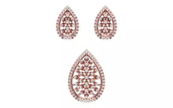 Earrings Pendant Set 3dm STL OBJ FBX Renders Details