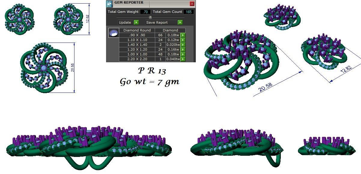 Earrings Pendant Set 3dm STL OBJ FBX Renders Details 3D print model_7
