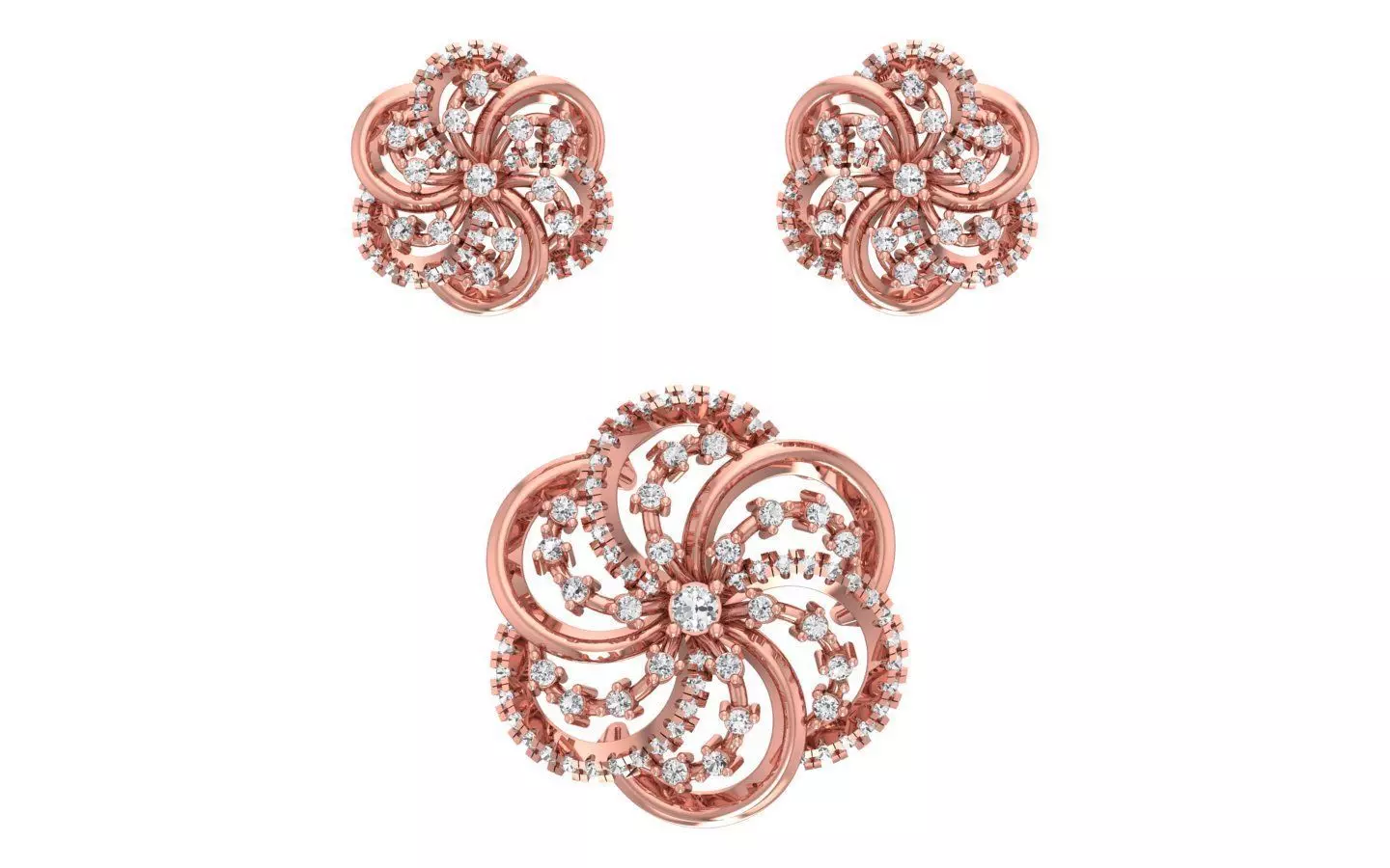 Earrings Pendant Set 3dm STL OBJ FBX Renders Details 3D print model_0