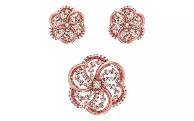 Earrings Pendant Set 3dm STL OBJ FBX Renders Details 3D print model