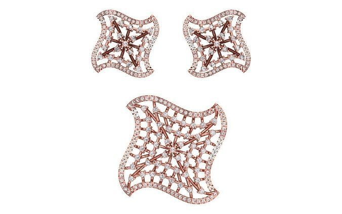 Earrings Pendant Set 3dm STL OBJ FBX Renders Details 3D print model