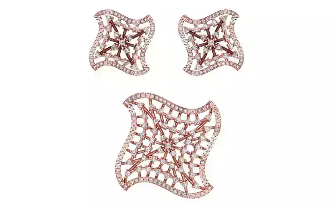Earrings Pendant Set 3dm STL OBJ FBX Renders Details 3D print model