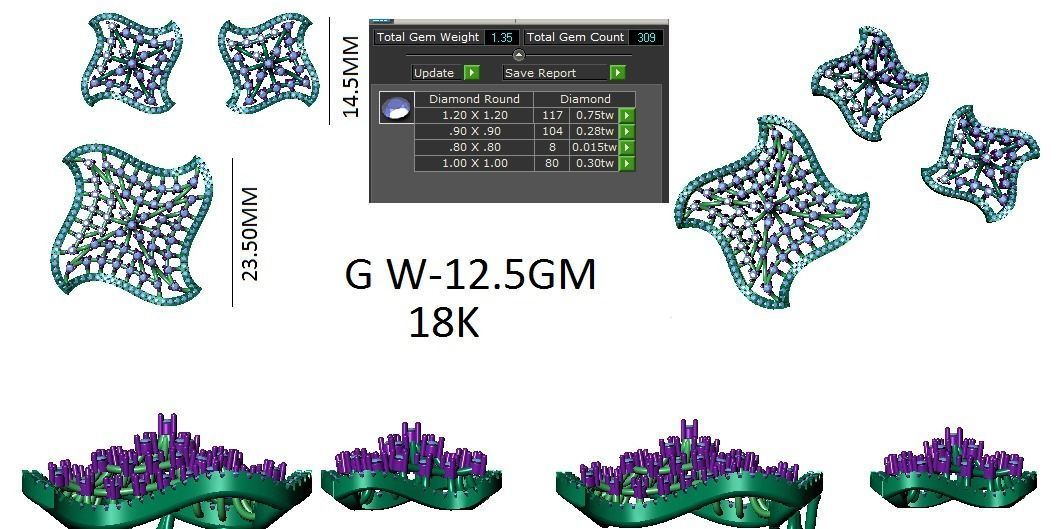 Earrings Pendant Set 3dm STL OBJ FBX Renders Details 3D print model_9