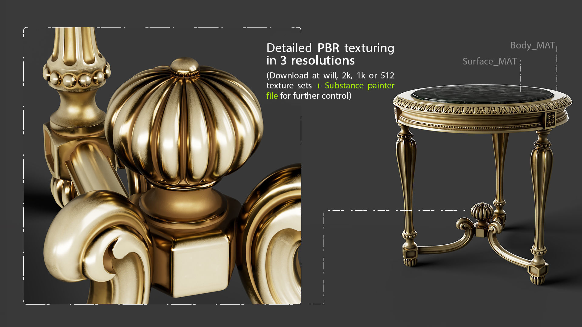 tea table Low-poly 3D model_7