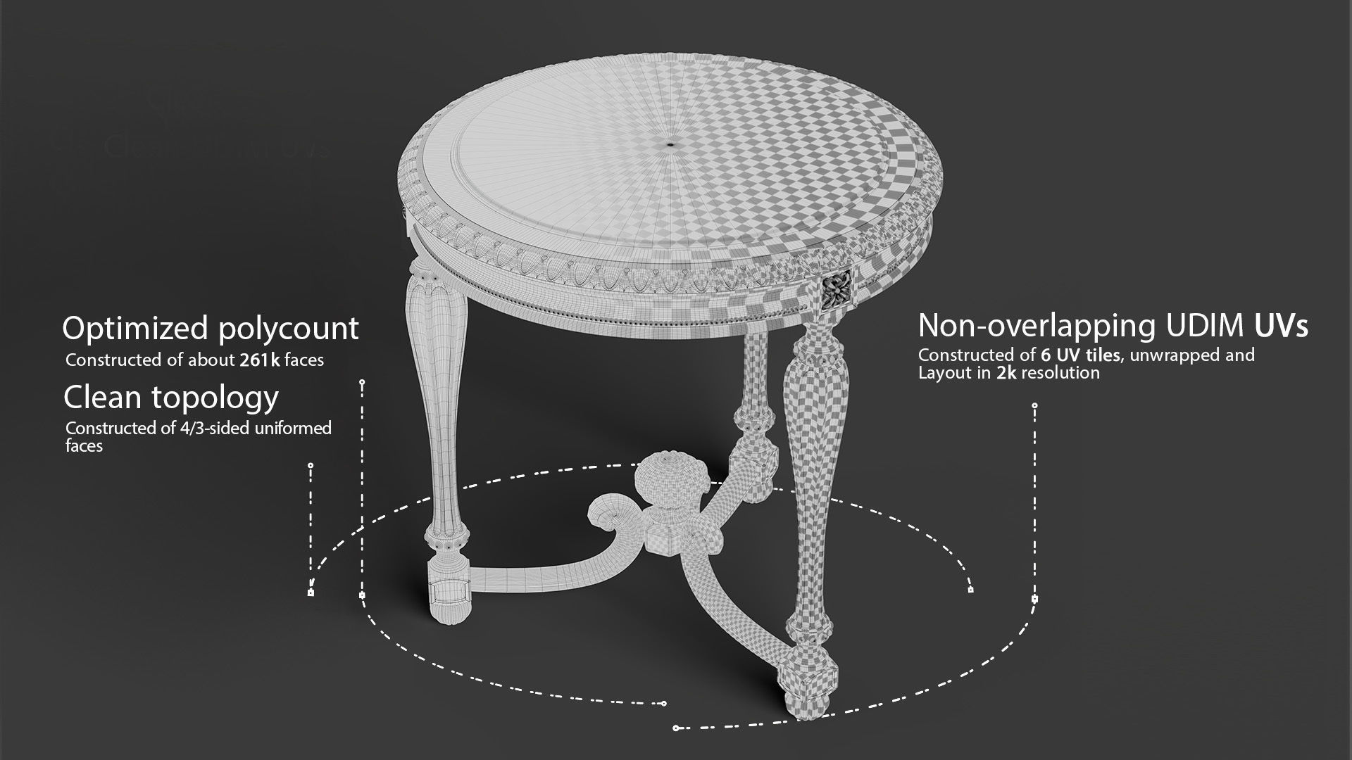 tea table Low-poly 3D model_6