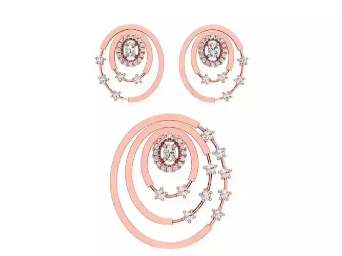Earrings Pendant Set 3dm STL OBJ FBX Renders Details 3D print model