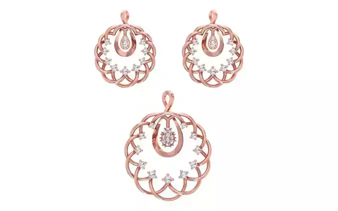 Earrings Pendant Set 3dm STL OBJ FBX Renders Details