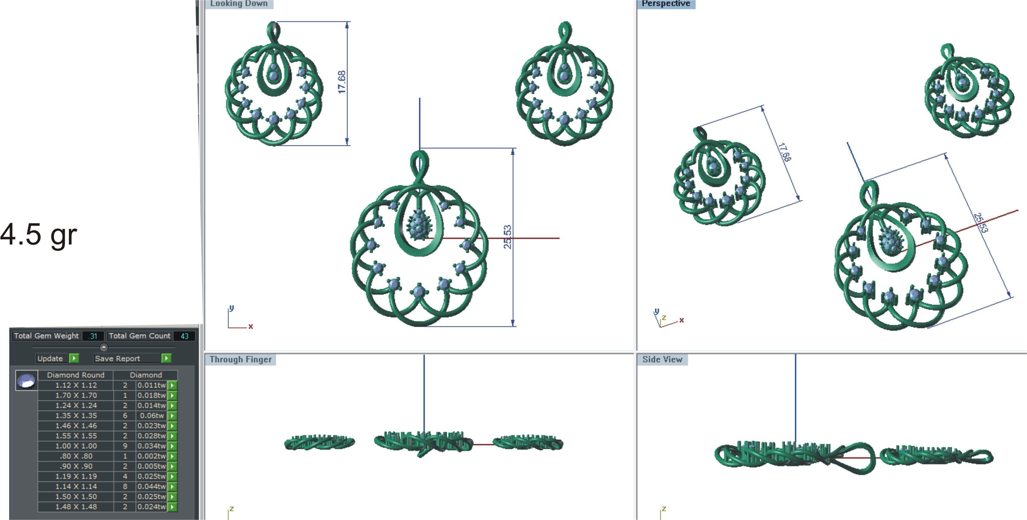 Earrings Pendant Set 3dm STL OBJ FBX Renders Details 3D print model_7