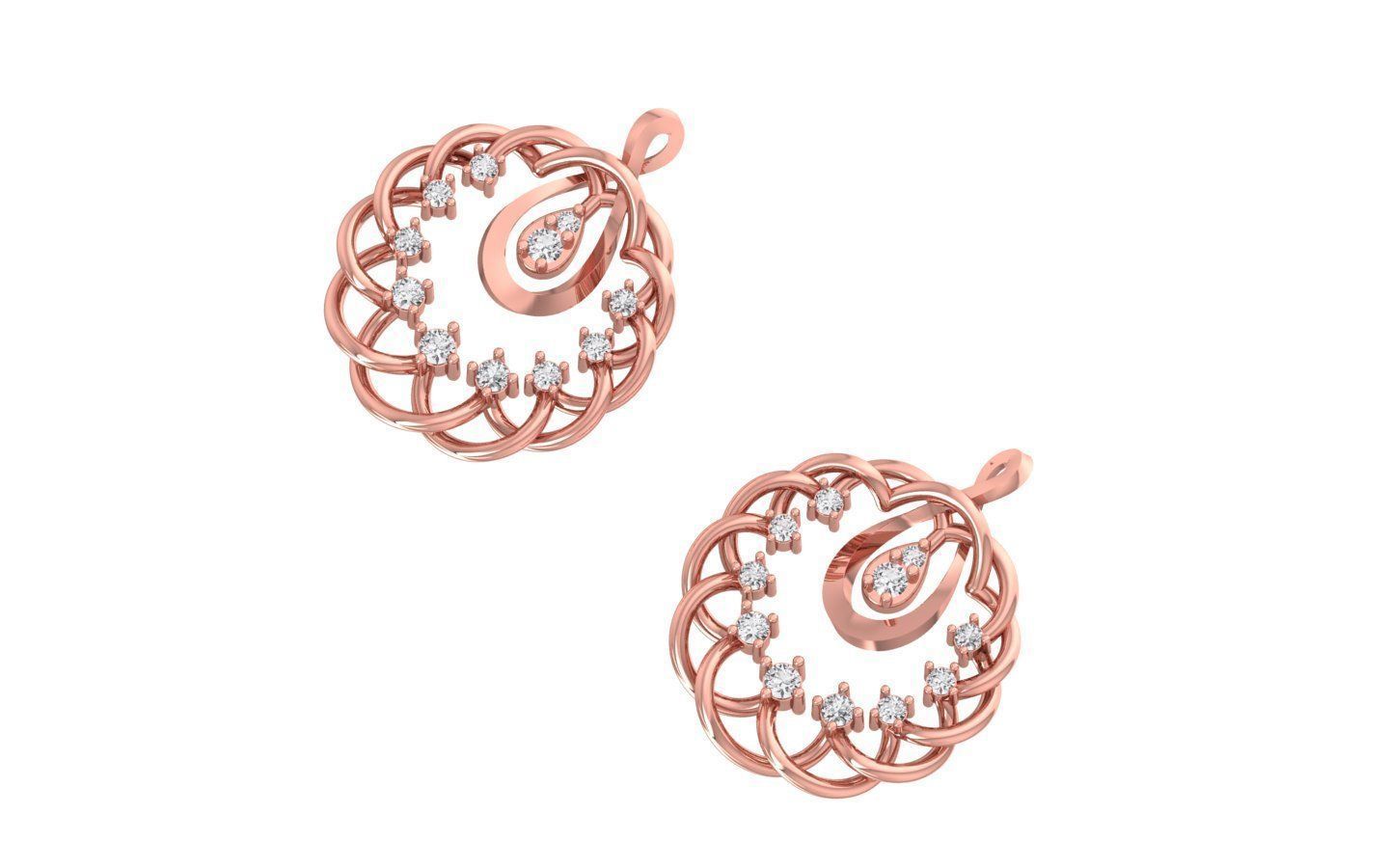 Earrings Pendant Set 3dm STL OBJ FBX Renders Details 3D print model_6