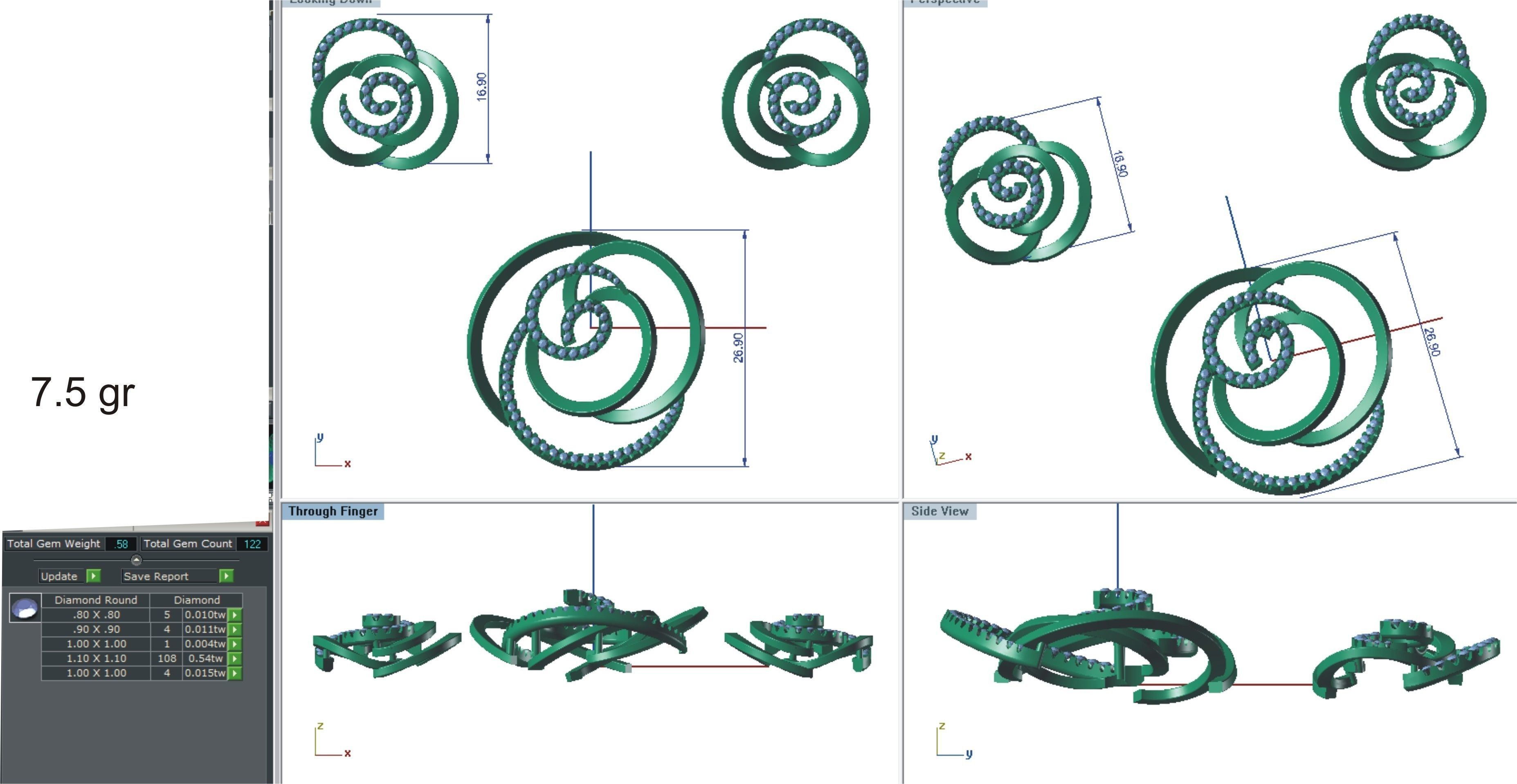 Earrings Pendant Set 3dm STL OBJ FBX Renders Details 3D print model_7