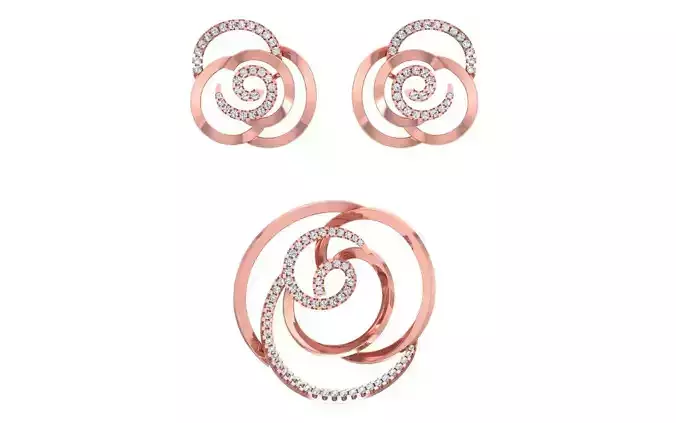 Earrings Pendant Set 3dm STL OBJ FBX Renders Details