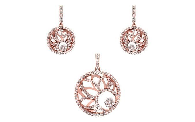 Earrings Pendant Set 3dm STL OBJ FBX Renders Details 3D print model