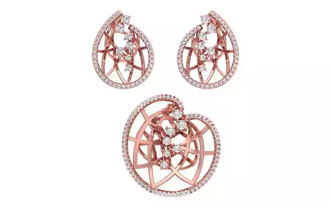 Earrings Pendant Set 3dm STL OBJ FBX Renders Details