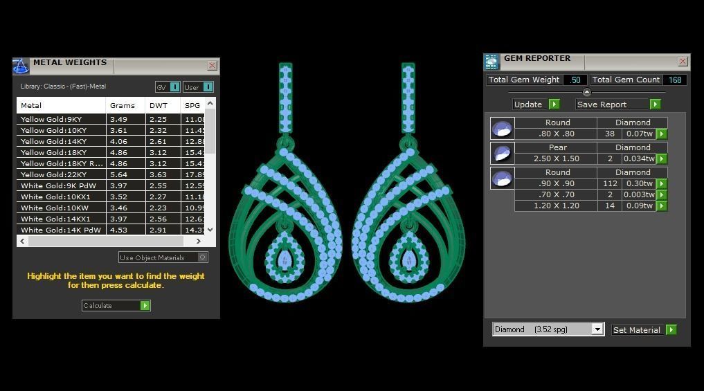 Earrings Pendant Set 3dm STL OBJ FBX Renders Details 3D print model_8