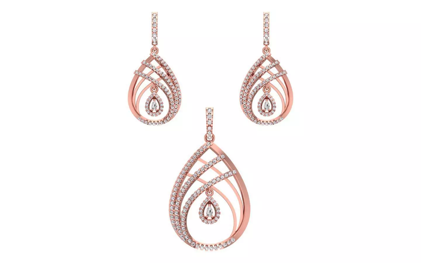 Earrings Pendant Set 3dm STL OBJ FBX Renders Details 3D print model_0