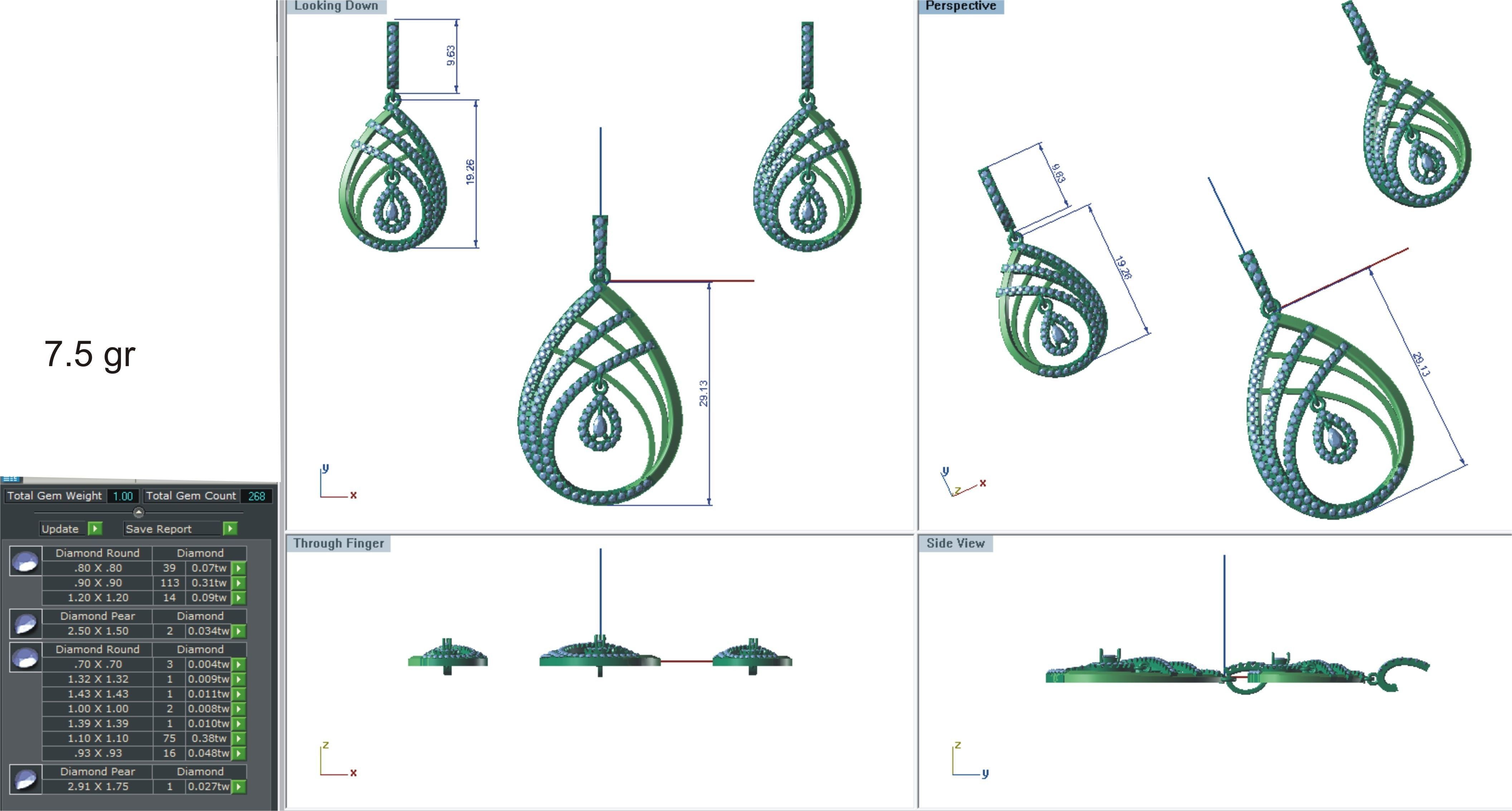 Earrings Pendant Set 3dm STL OBJ FBX Renders Details 3D print model_7