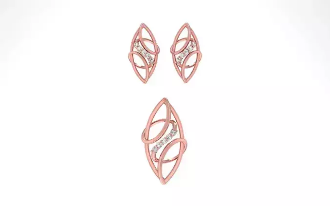 Earrings Pendant Set 3dm STL OBJ FBX Renders Details