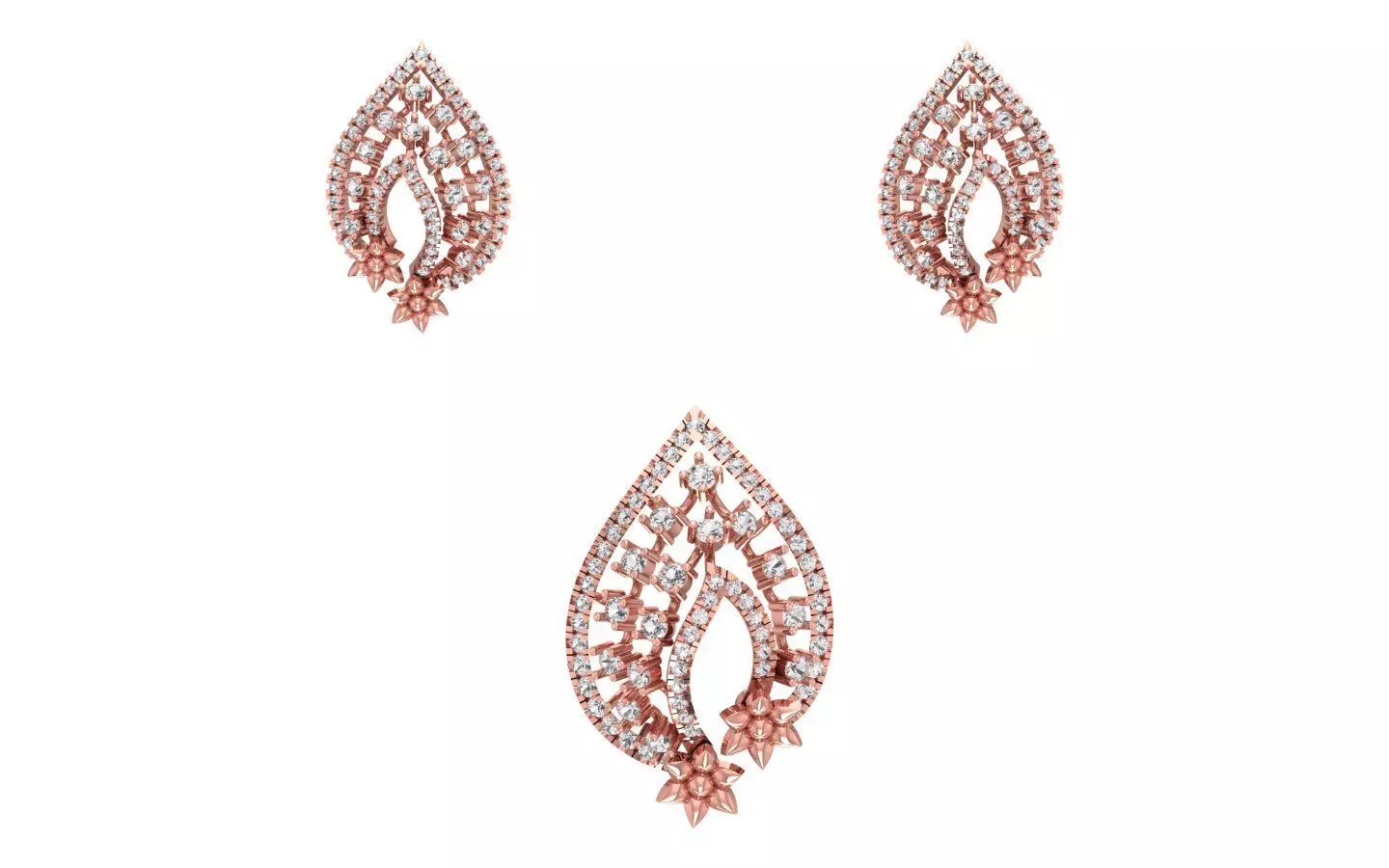 Earrings Pendant Set 3dm STL OBJ FBX Renders Details 3D print model