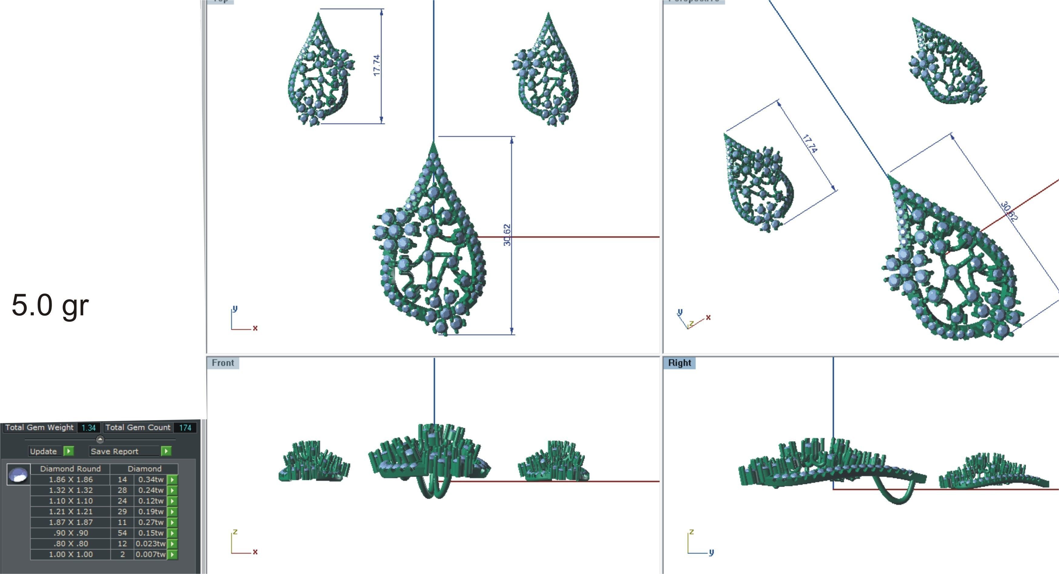 Earrings Pendant Set 3dm STL OBJ FBX Renders Details 3D print model_7