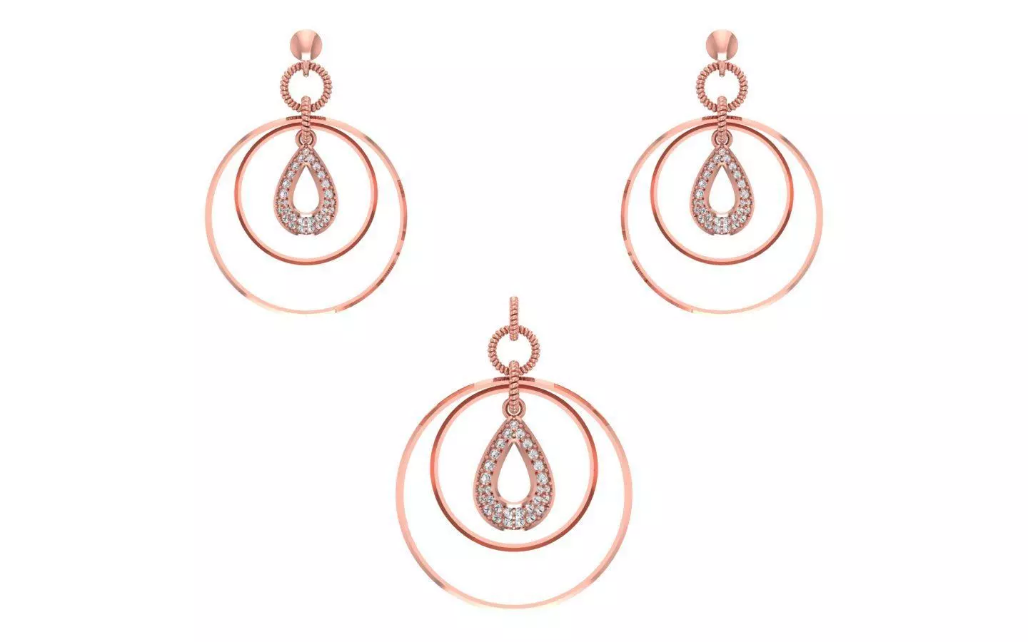 Earrings Pendant Set 3dm STL OBJ FBX Renders Details 3D print model_0