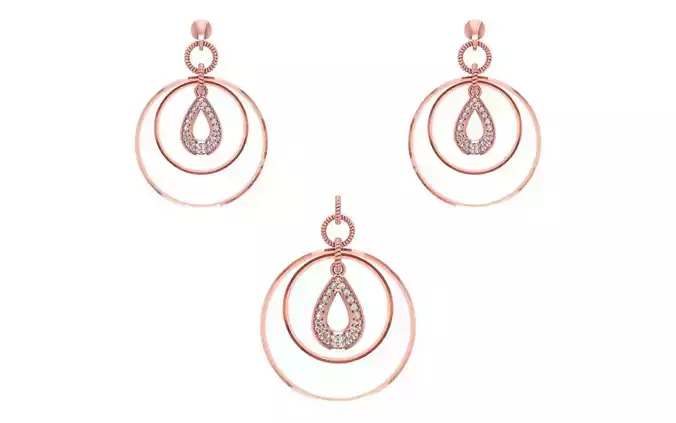 Earrings Pendant Set 3dm STL OBJ FBX Renders Details