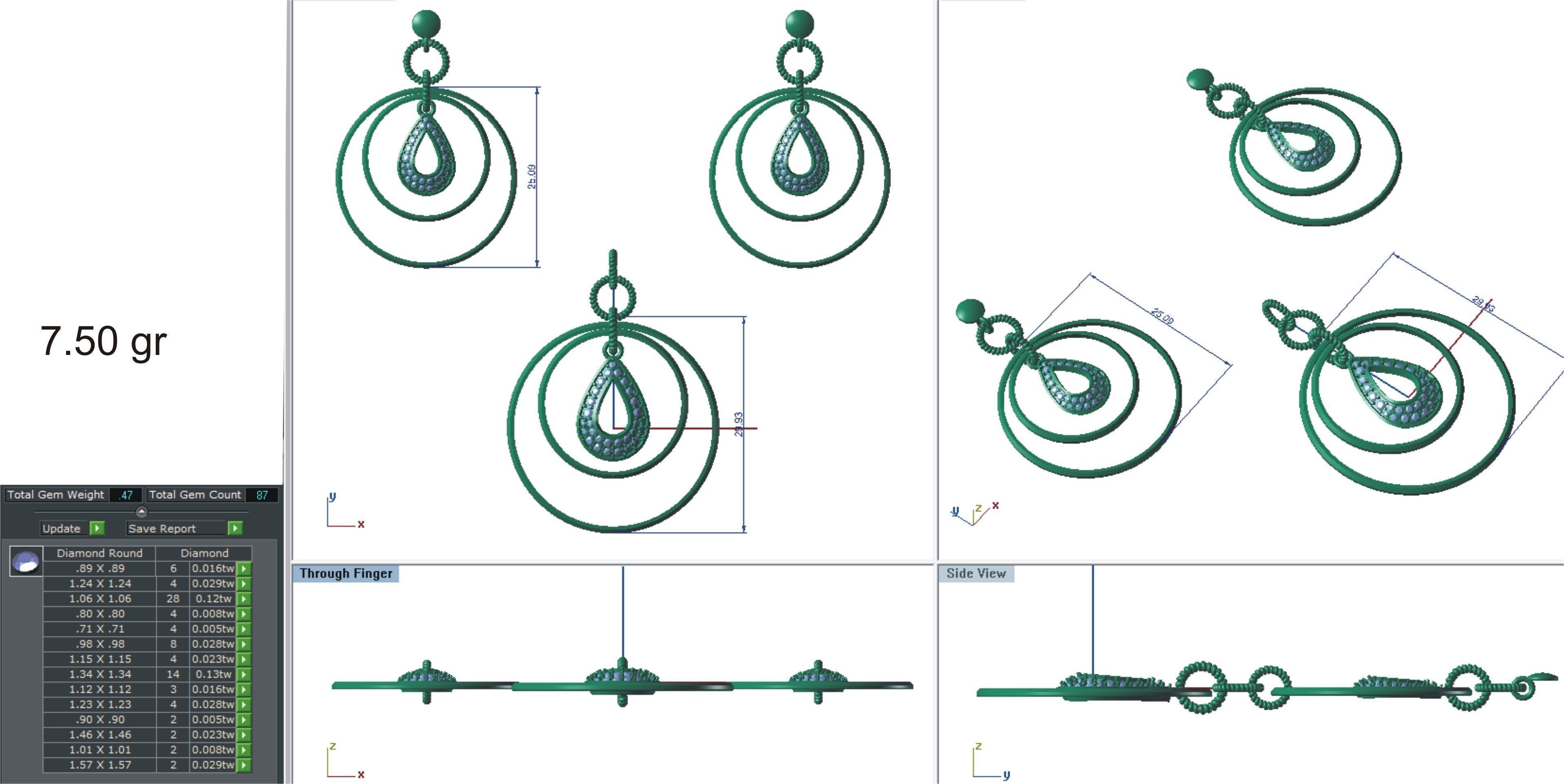 Earrings Pendant Set 3dm STL OBJ FBX Renders Details 3D print model_9