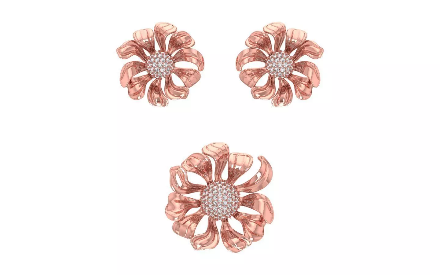 Earrings Pendant Set 3dm STL OBJ FBX Renders Details 3D print model_0