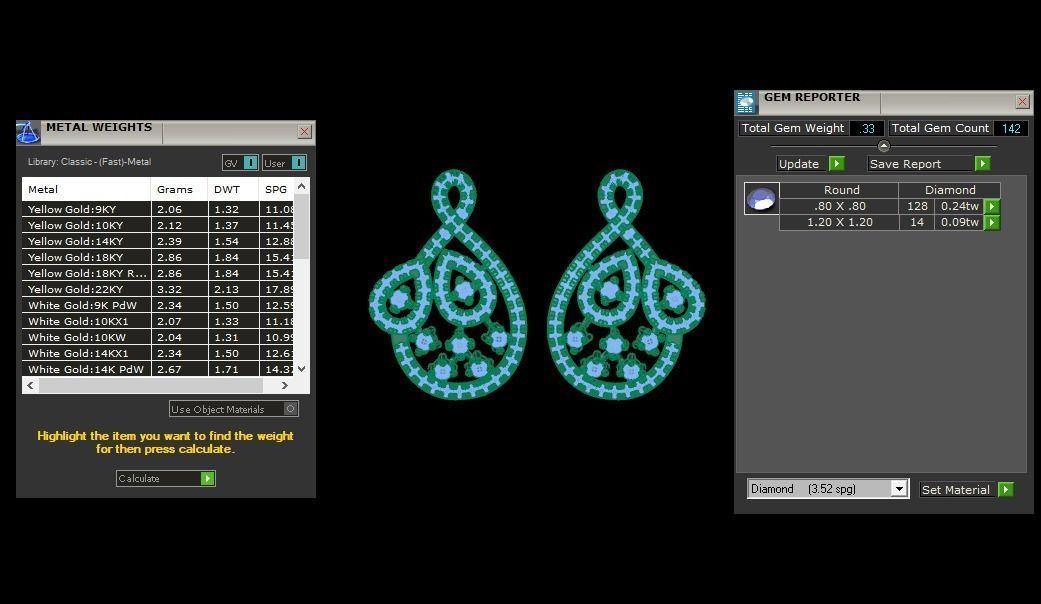 Earrings Pendant Set 3dm STL OBJ FBX Renders Details 3D print model_8
