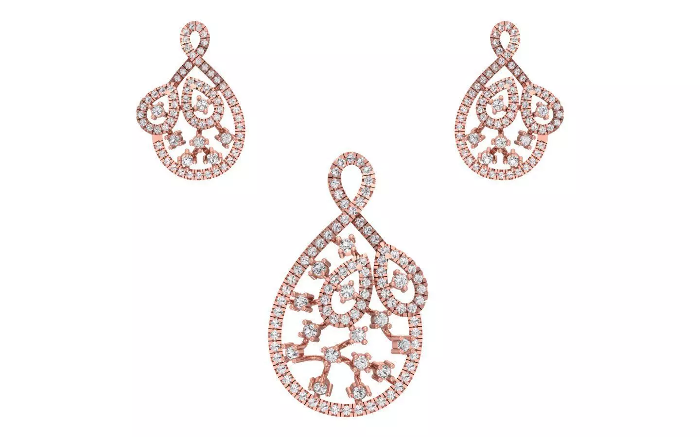 Earrings Pendant Set 3dm STL OBJ FBX Renders Details 3D print model_0