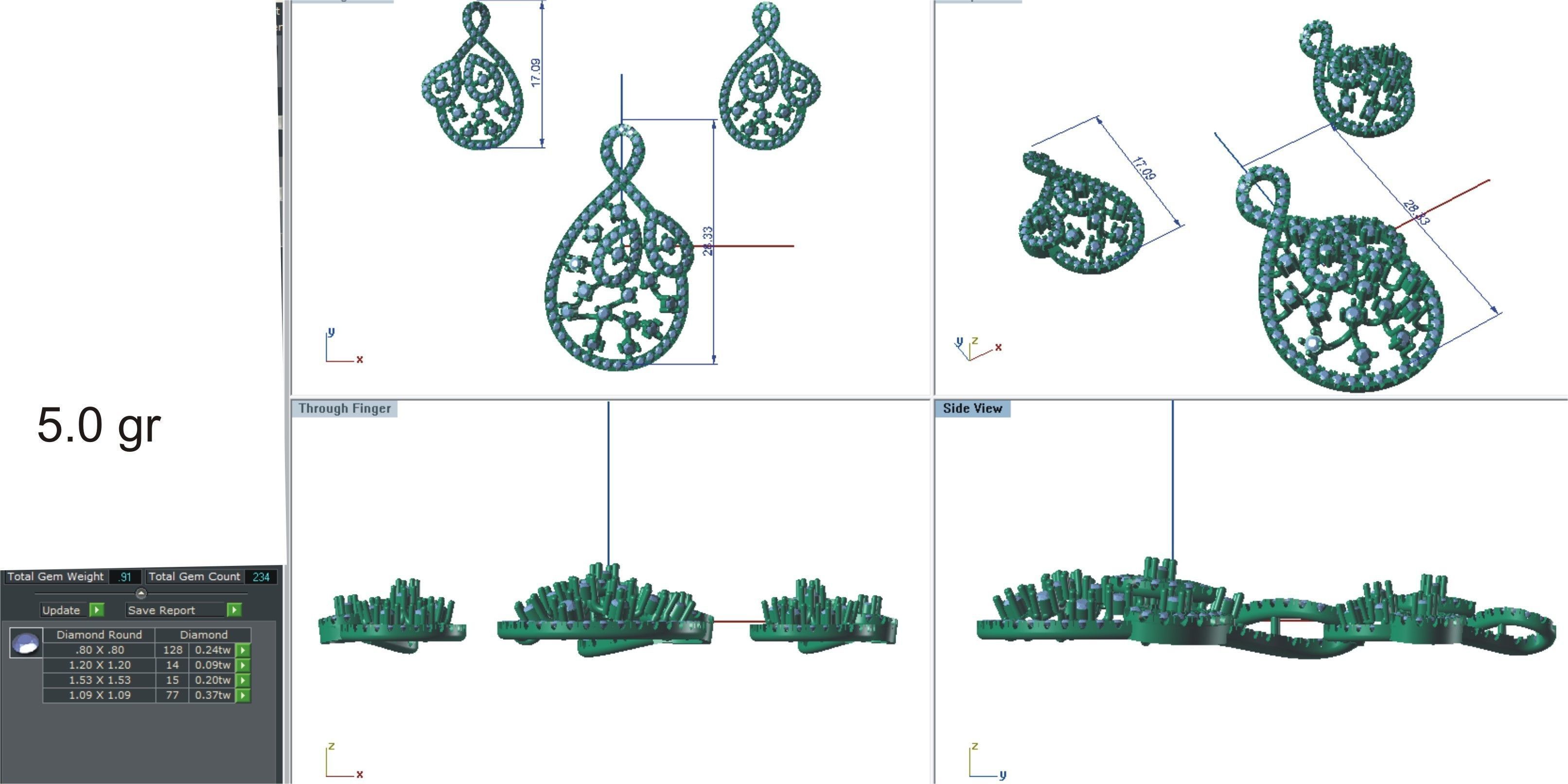 Earrings Pendant Set 3dm STL OBJ FBX Renders Details 3D print model_7