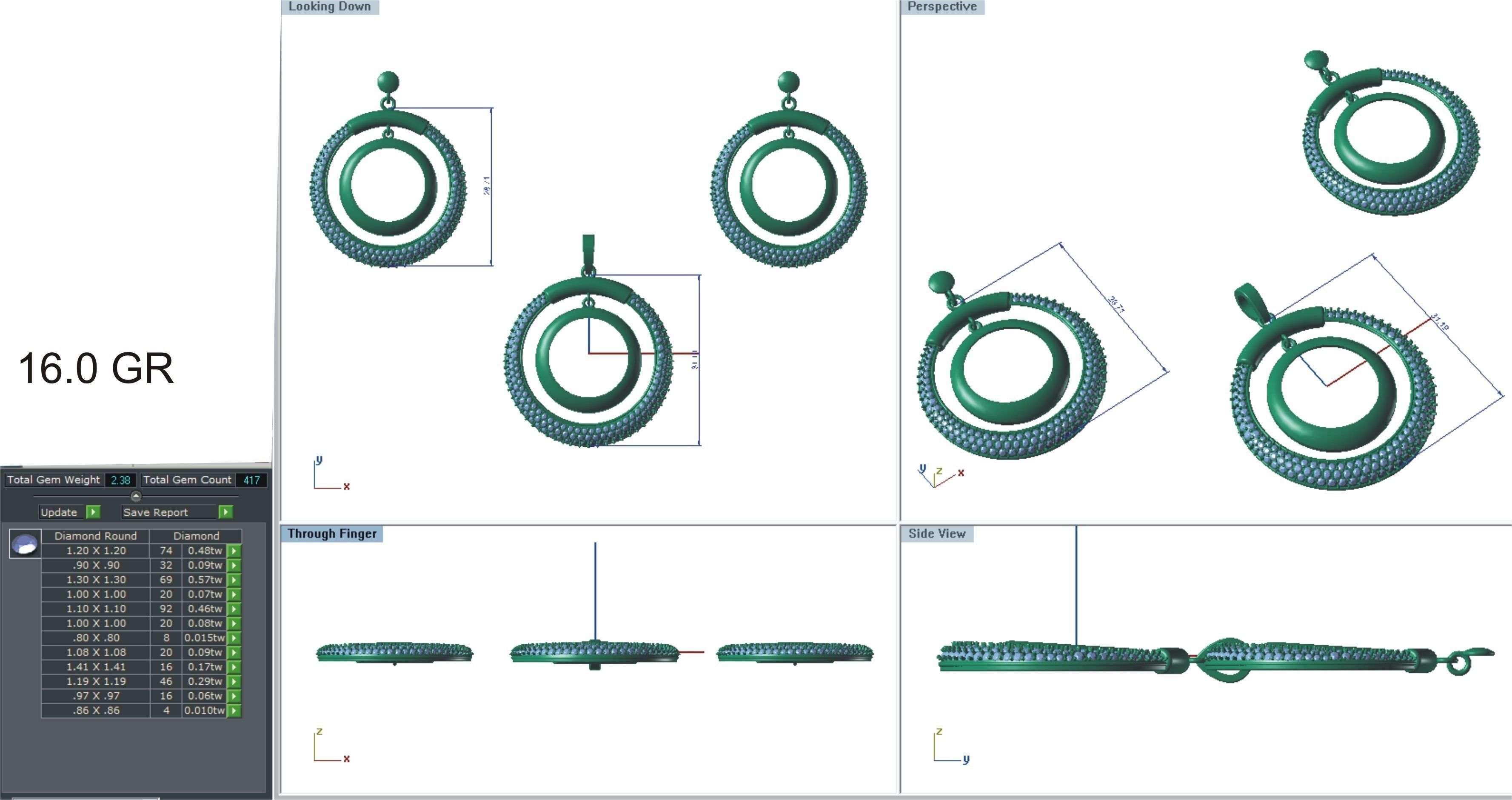 Earrings Pendant Set 3dm STL OBJ FBX Renders Details 3D print model_7