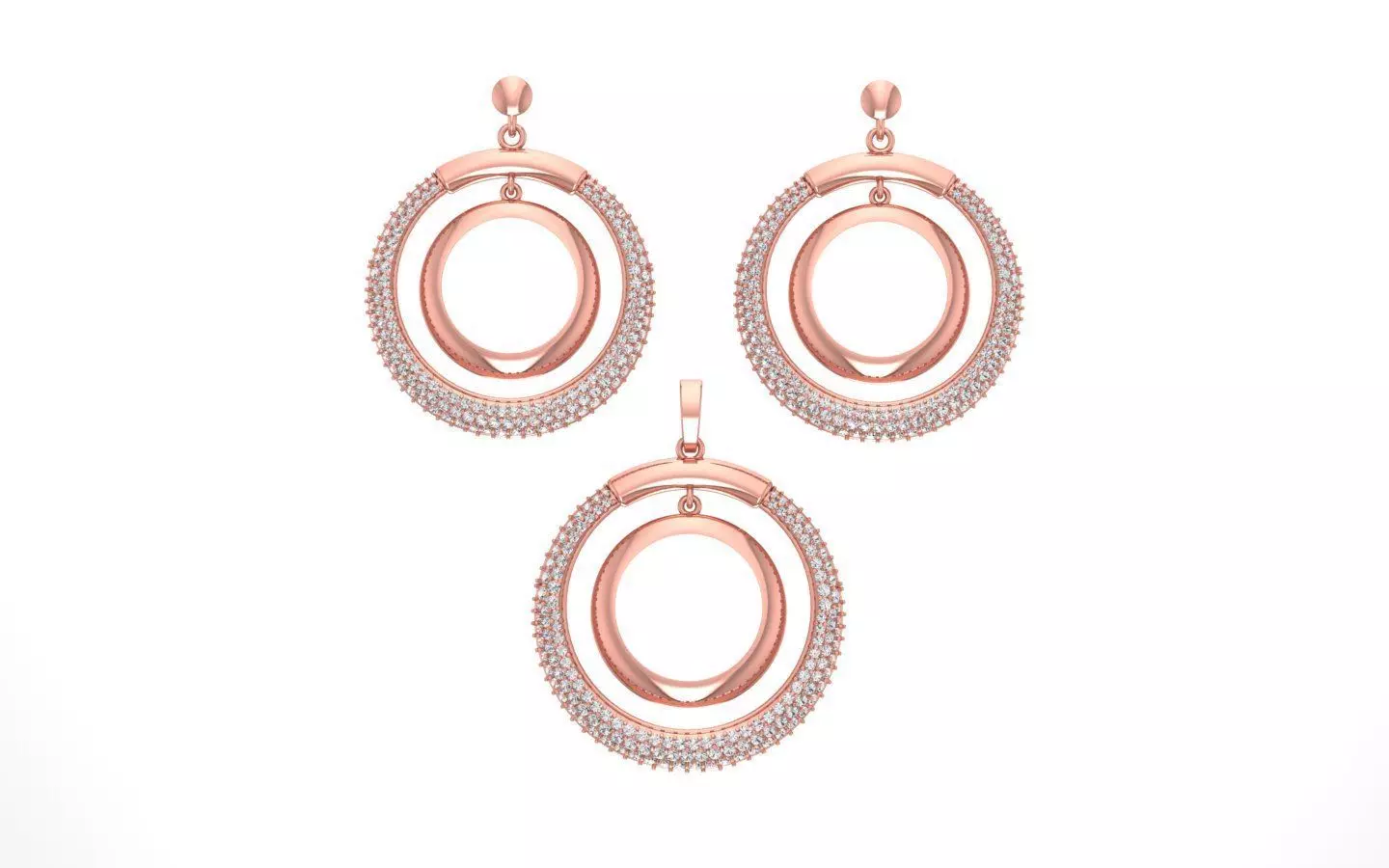 Earrings Pendant Set 3dm STL OBJ FBX Renders Details 3D print model_0