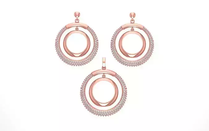 Earrings Pendant Set 3dm STL OBJ FBX Renders Details