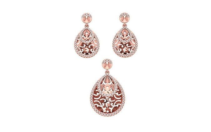 Earrings Pendant Set 3dm STL OBJ FBX Renders Details 3D print model
