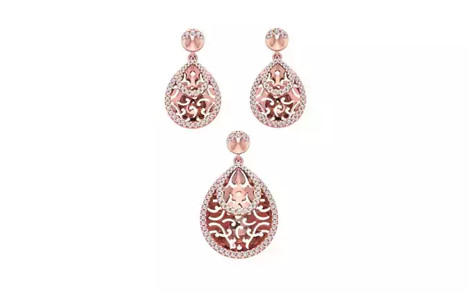 Earrings Pendant Set 3dm STL OBJ FBX Renders Details