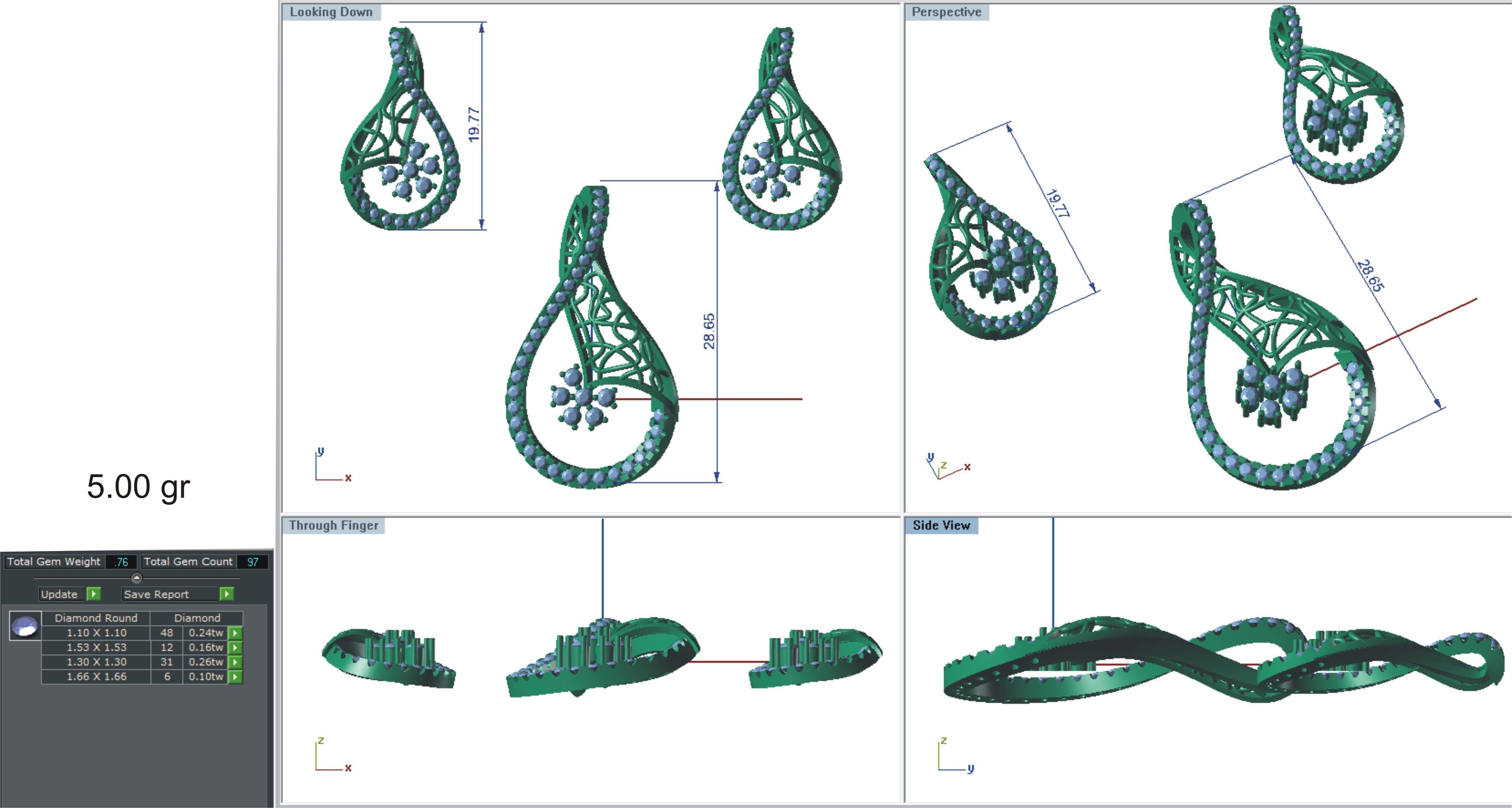Earrings Pendant Set 3dm STL OBJ FBX Renders Details 3D print model_9