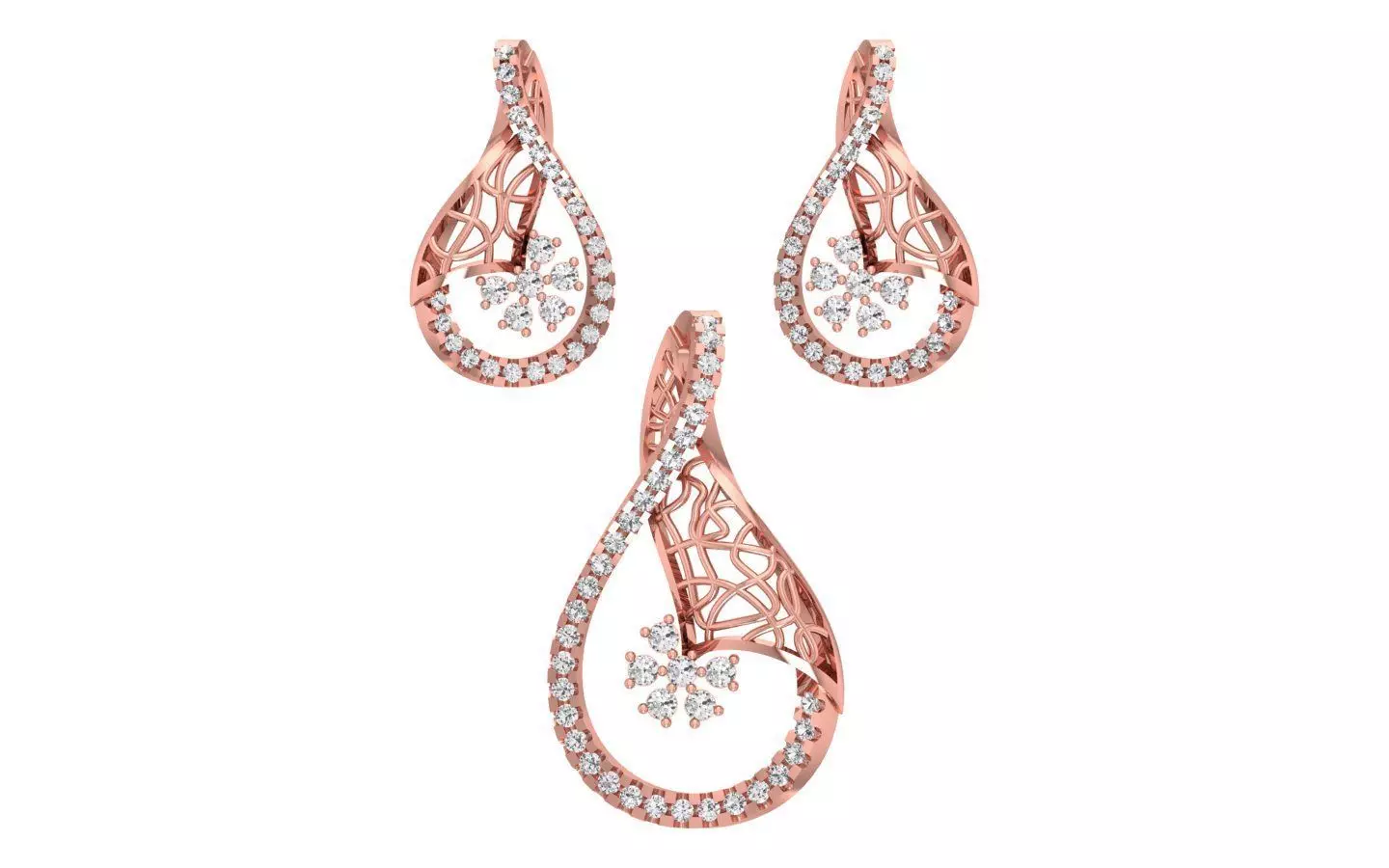 Earrings Pendant Set 3dm STL OBJ FBX Renders Details 3D print model_0